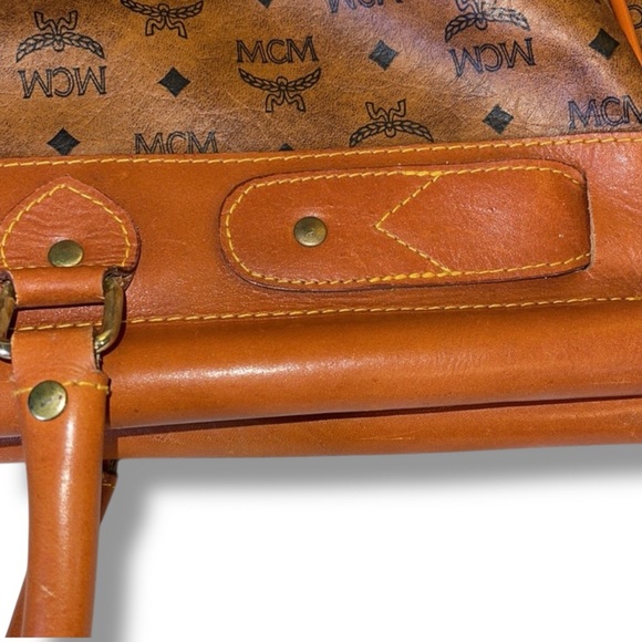 MCM Cognac Visetos Logo Weekender Bag with 2 Keys and COA - Picture 10 of 14